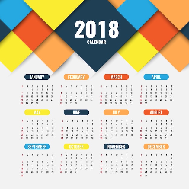 Free vector 2018 calendar