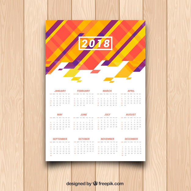 Free vector 2018 calendar