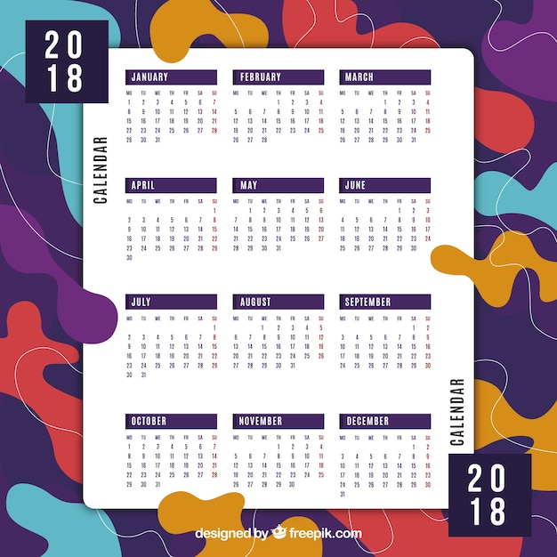 Vettore gratuito calendario 2018