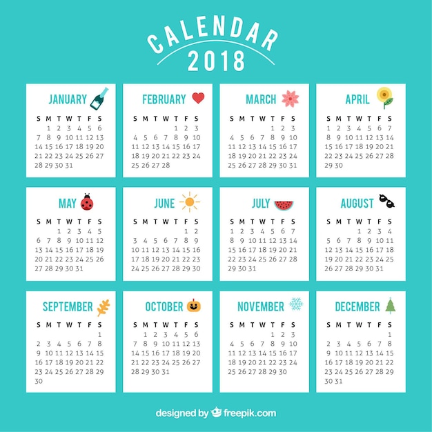 Vettore gratuito calendario 2018