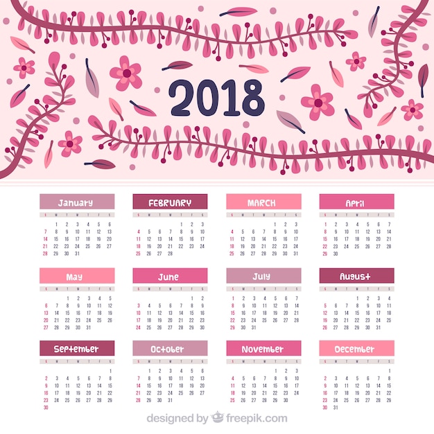 Vettore gratuito calendario 2018