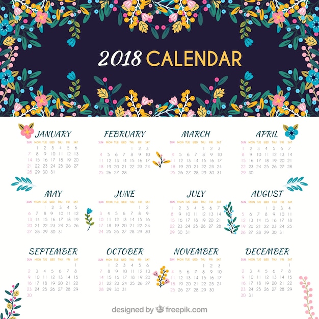 Free vector 2018 calendar