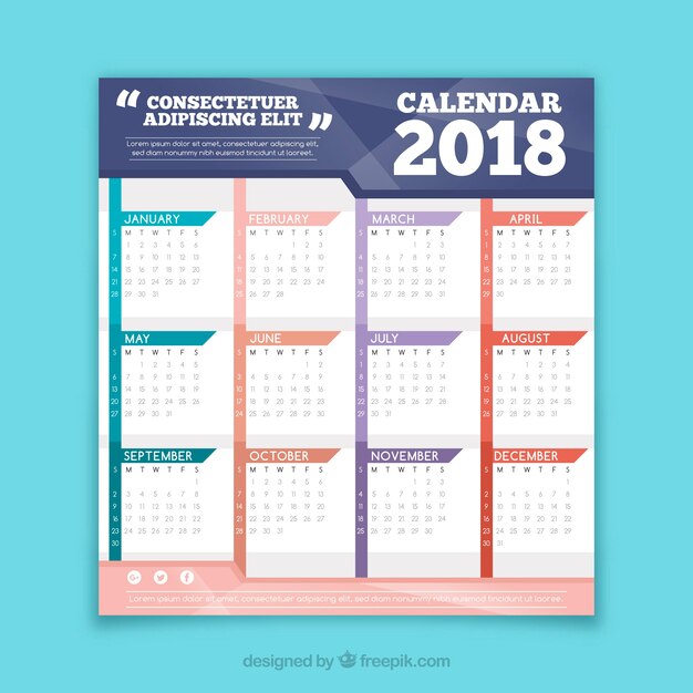 2018 calendar