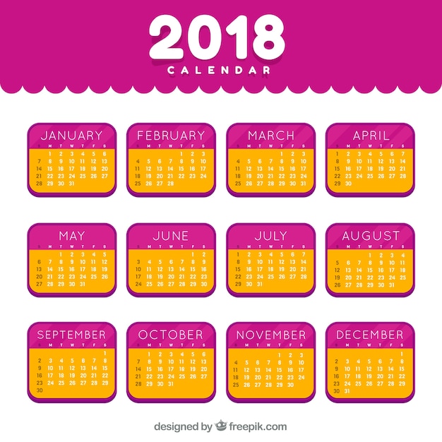 Бесплатное векторное изображение 2018 календарь