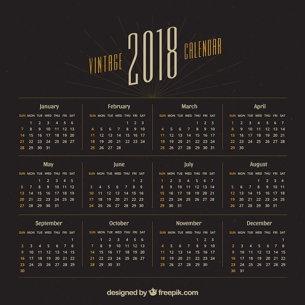 2018 calendar