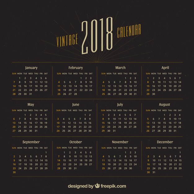 2018 calendar