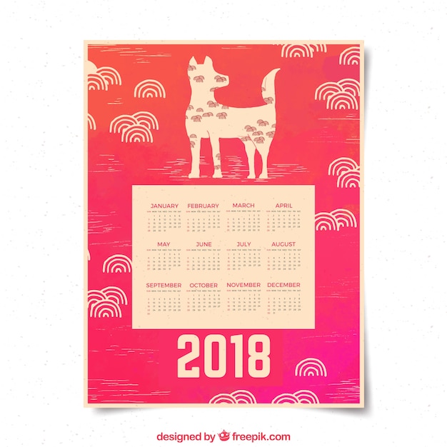 Vettore gratuito 2018 calendario cinese del nuovo anno