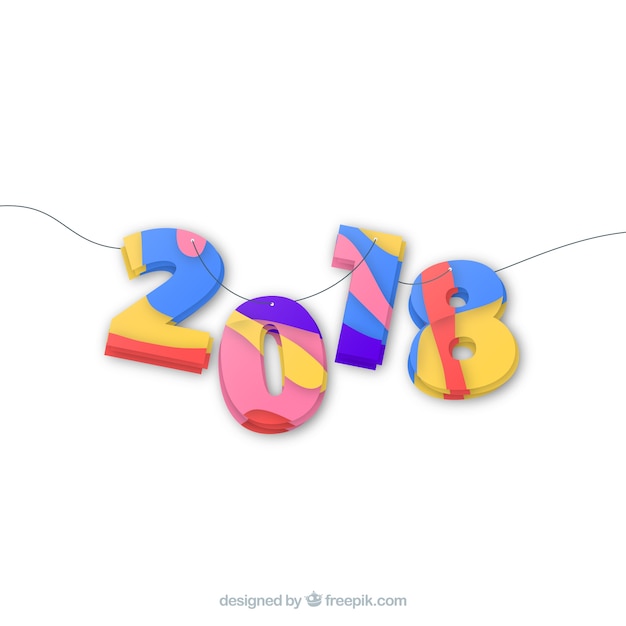 Free vector 2018 design with colorful numbers