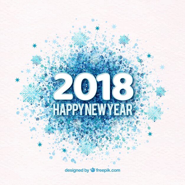 2018 счастливый новый год в акварели