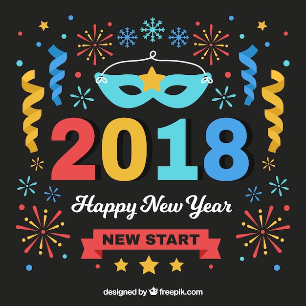 2018 new year background in flat design