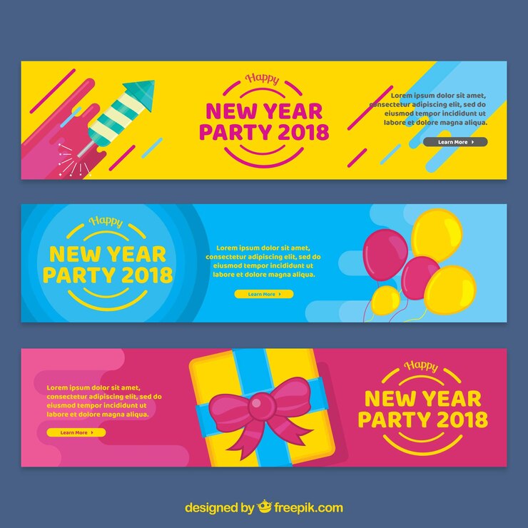 무료 Vector 2018 새해 배너