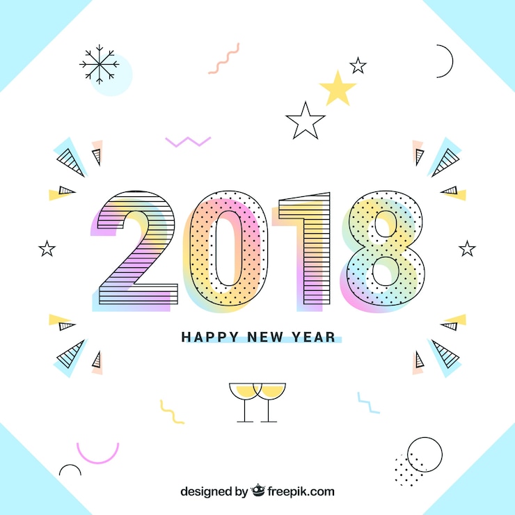 Free Vector 2018 new year party background