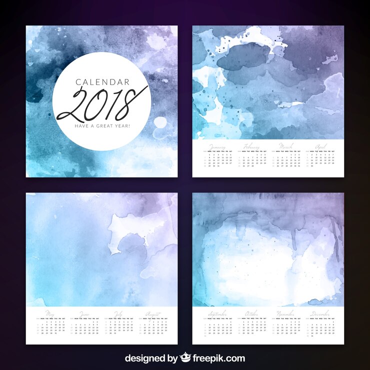 Free Vector 2018 watercolor artistic calendar