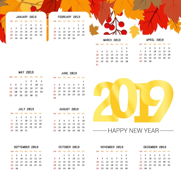 2019 календарь с легким фоном
