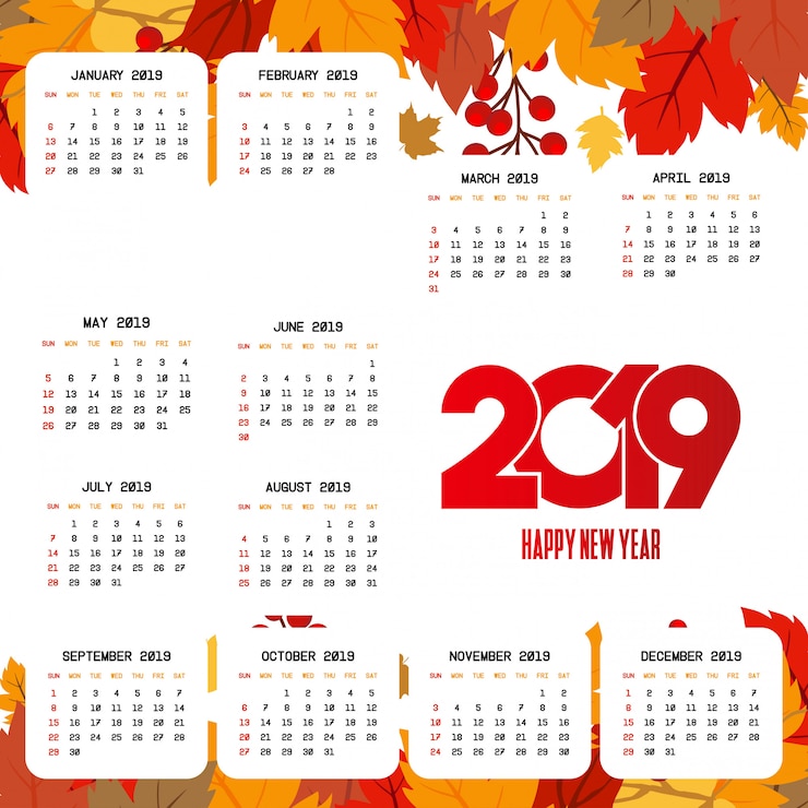 मुफ़्त वेक्टर हल्के बैकग्राउंड वेक्टर के साथ 2019 कैलेंडर डिज़ाइन