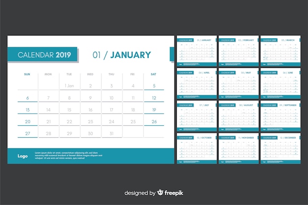 Free vector 2019 calendar template