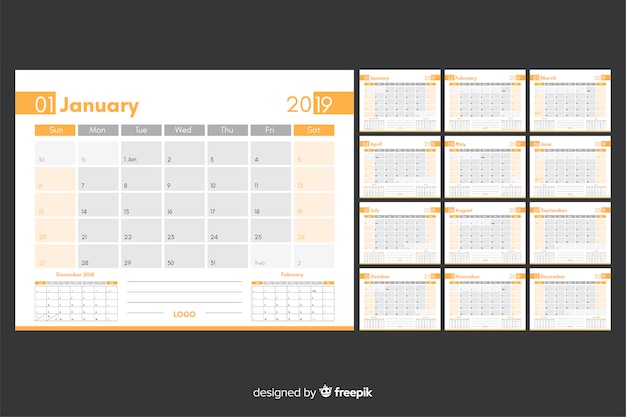 Free vector 2019 calendar template