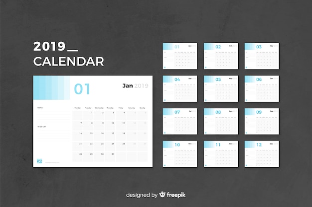 Free vector 2019 calendar template