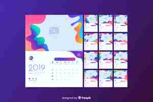 Vettore gratuito modello di calendario 2019
