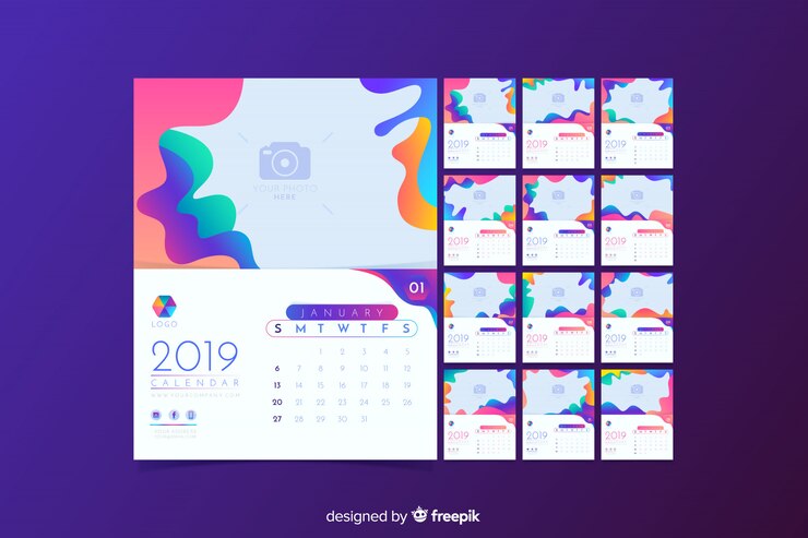 무료 Vector 2019 달력 템플릿