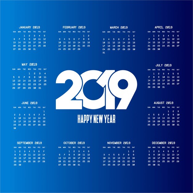 2019 calendar with creative design vector