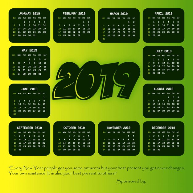 2019 calendar with creative design vector