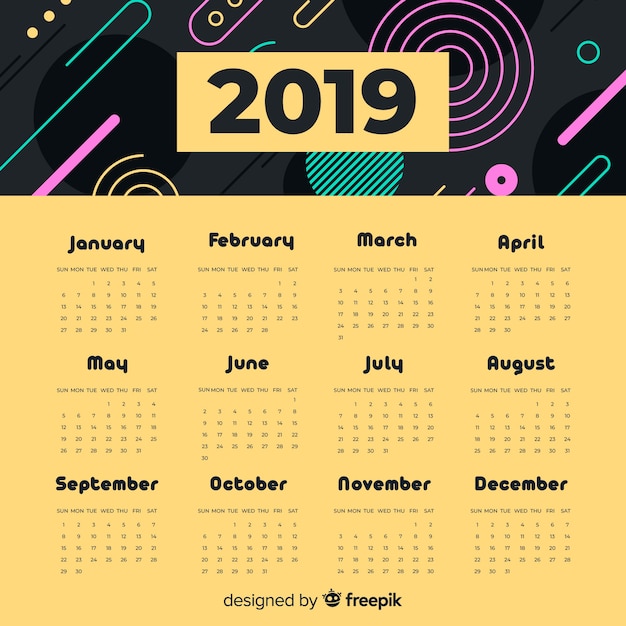 Free vector 2019 calendar