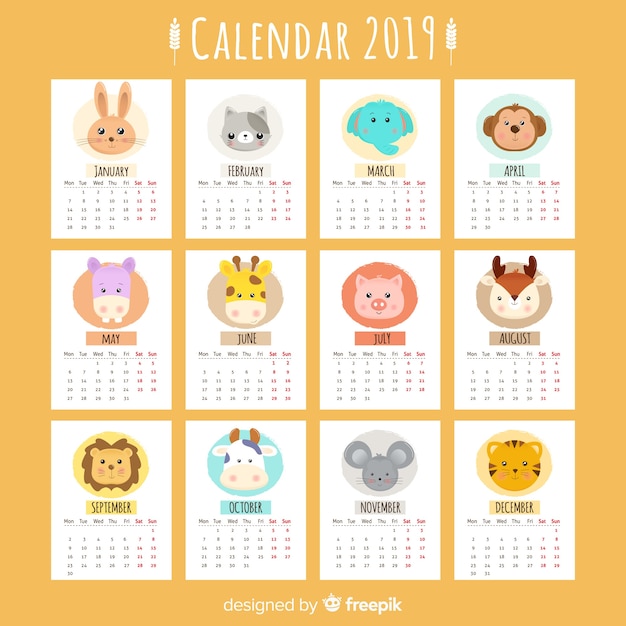 2019 calendar