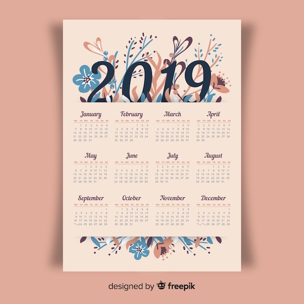 Free vector 2019 calendar