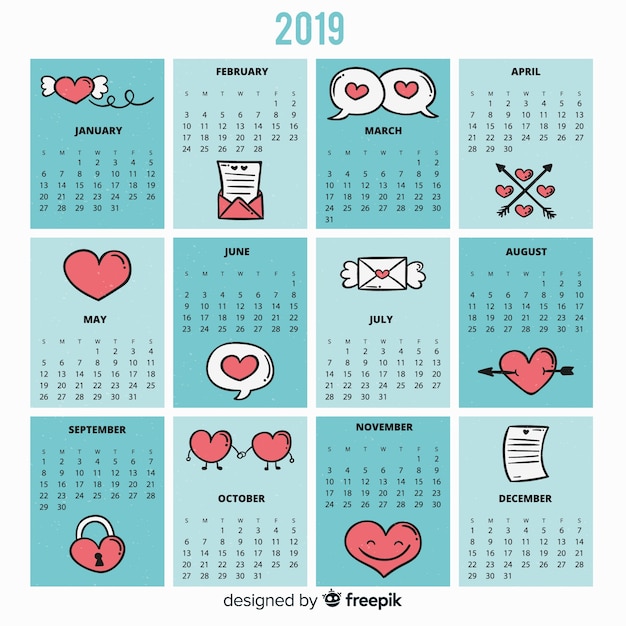 Free vector 2019 calendar