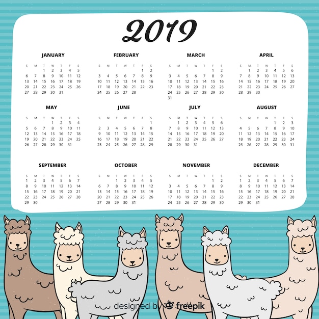 Free vector 2019 calendar