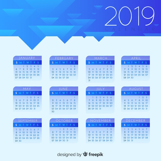 Free vector 2019 calendar