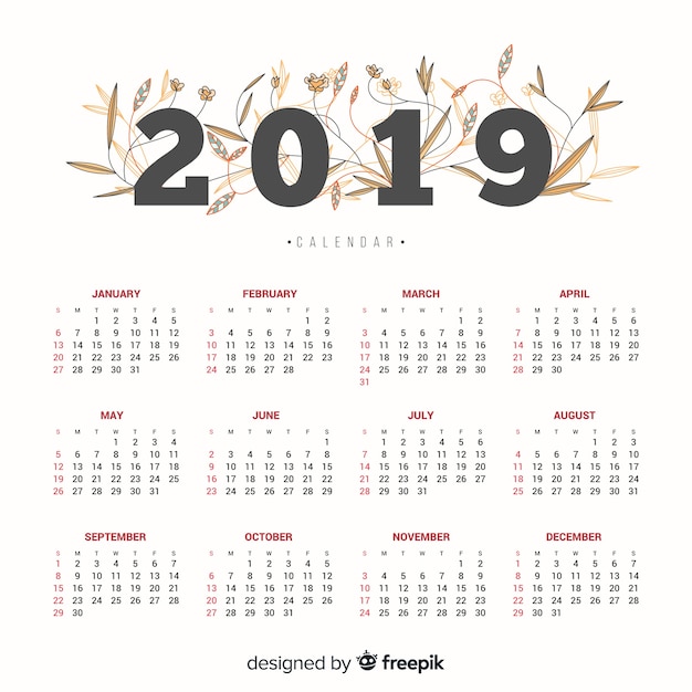 2019 calendar