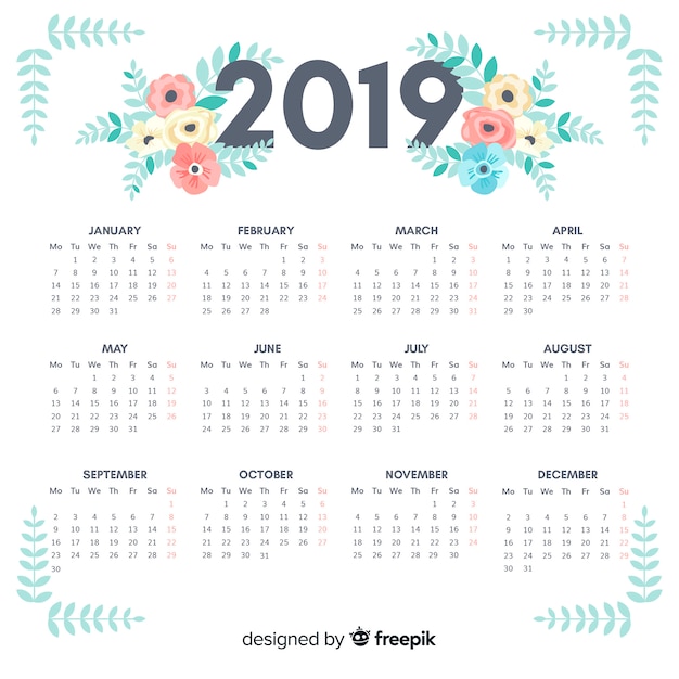 Free vector 2019 calendar