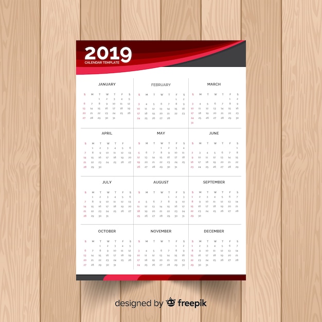 Free vector 2019 calendar