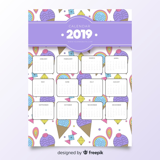 Free vector 2019 calendar