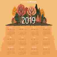 Free vector 2019 calendar