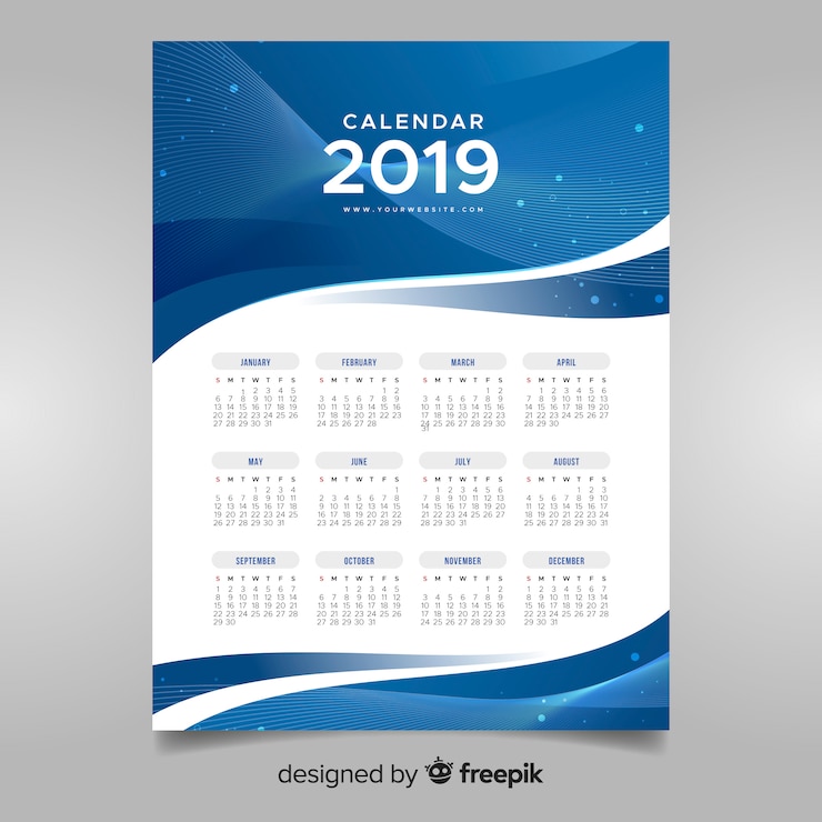 Бесплатный Вектор 2019 календарь