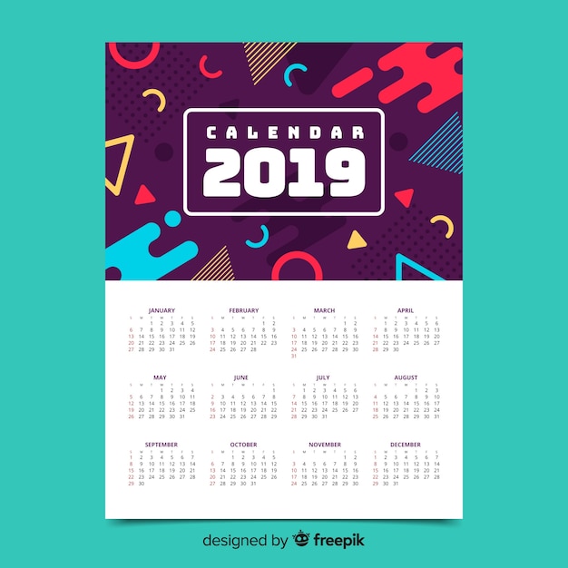 Vettore gratuito calendario 2019