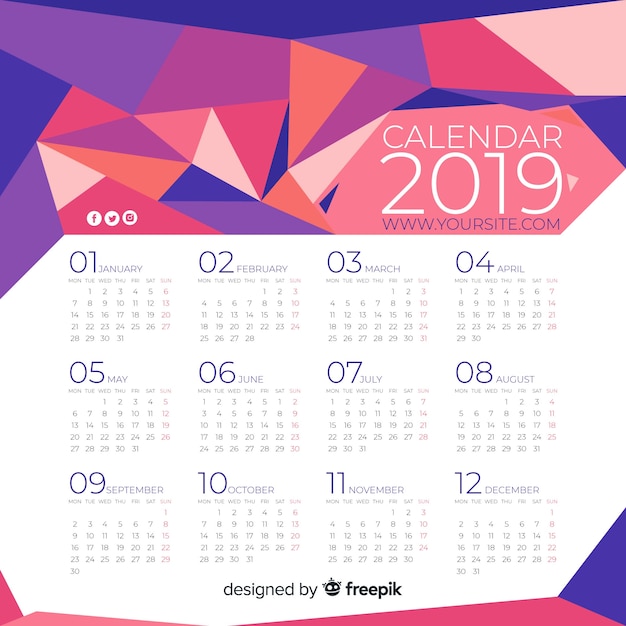 Vettore gratuito calendario 2019