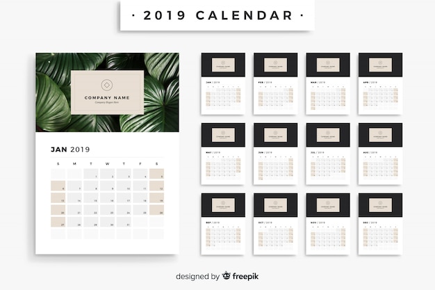 Free vector 2019 calendar