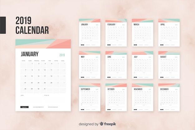 Free vector 2019 month calendar