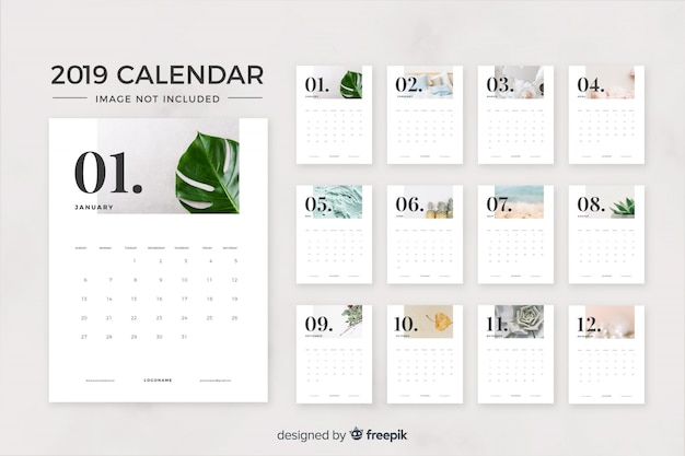 Free vector 2019 month calendar