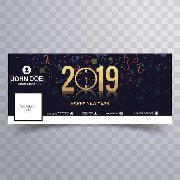 Premium Vector 2019 New Year Beautiful Facebook Cover Banner Template Vector