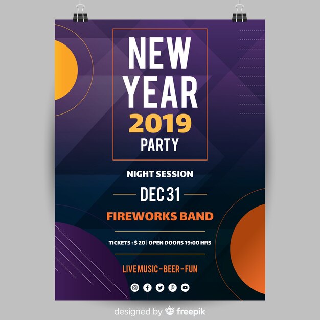 Free vector 2019 new year party banner