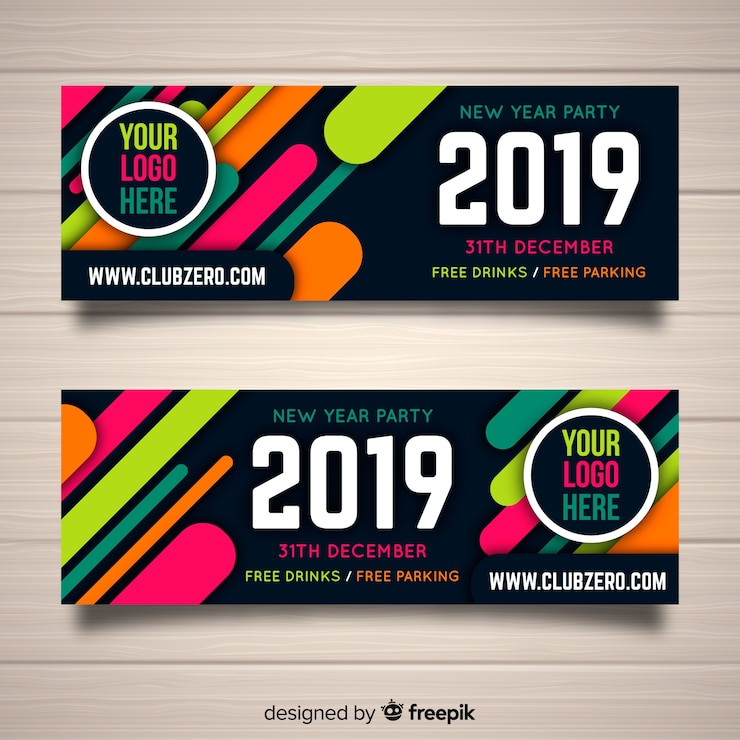 Free Vector 2019 new year party flyer