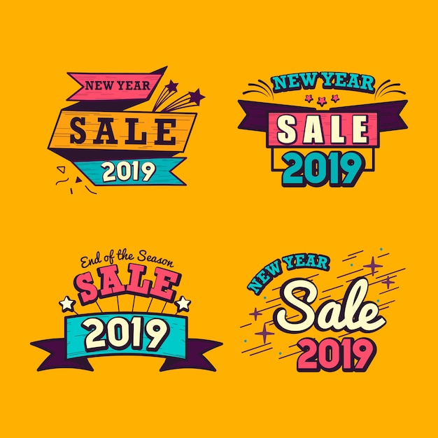 2019 new year sale badge vector set