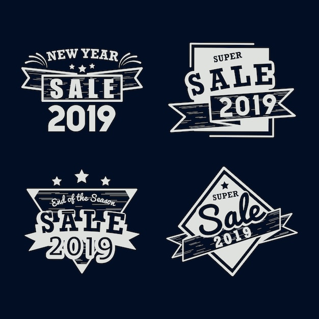 2019 new year sale badge vector set