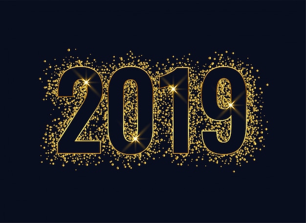 2019光沢のある黄金の新年の背景
