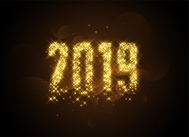 Free vector 2019 writtern in golden glowing sparles